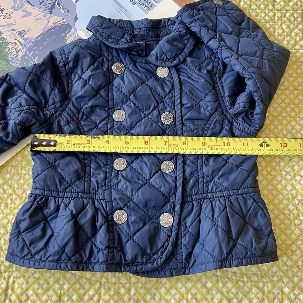 Baby Gap Quilted Pea Coat Snap Size 2T EUC Double Breasted Spring Fall Navy - Picture 5 of 6